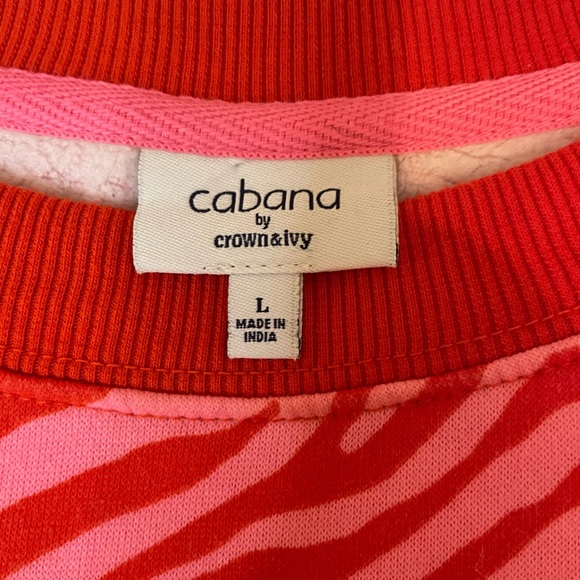 Cabana by Crown & Ivy Women's Crewneck Sweatshirt Oversized Zebra Print Size L - Picture 3 of 8